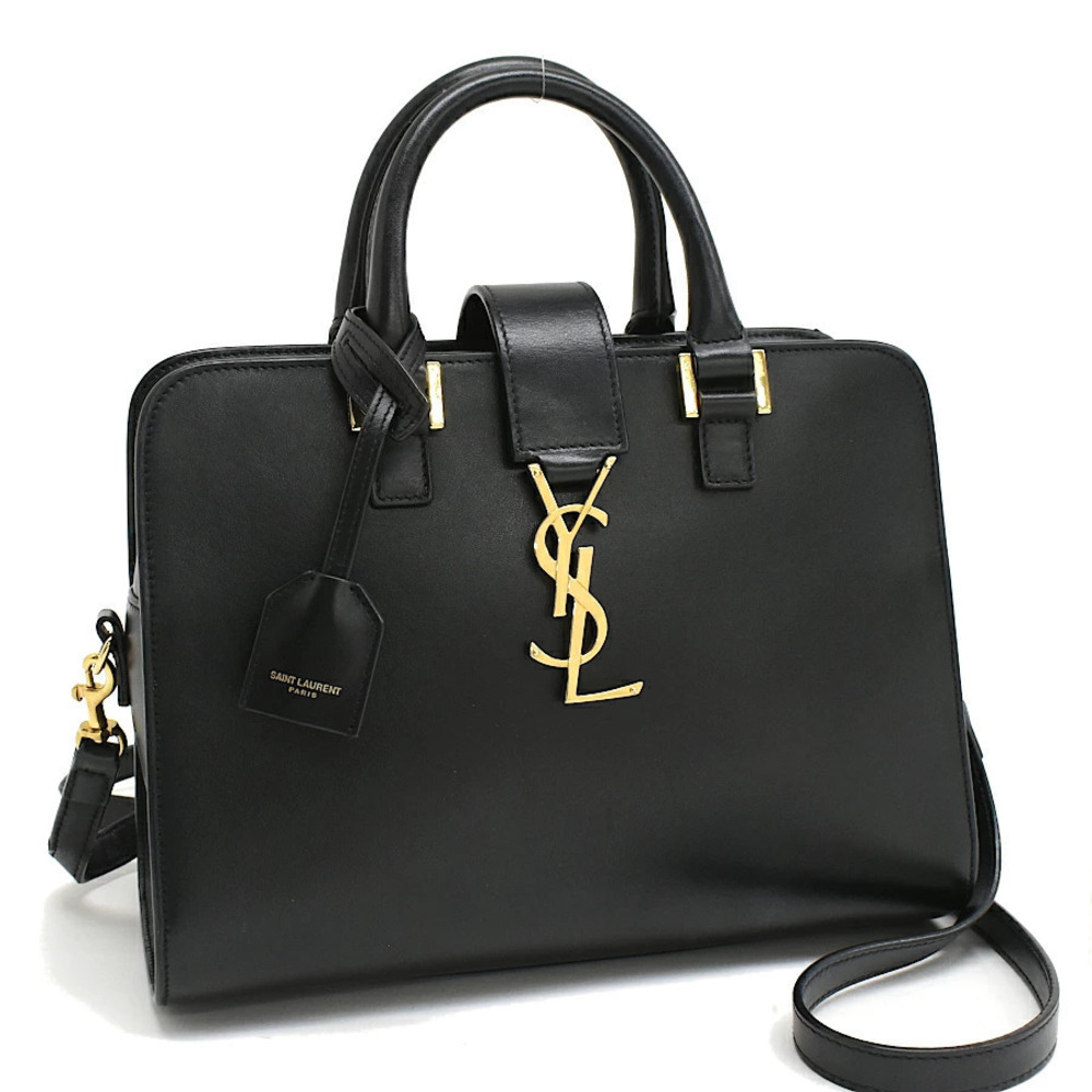 Saint Laurent Baby Cabas Handbag Leather Black YSL Cassandra PARIS